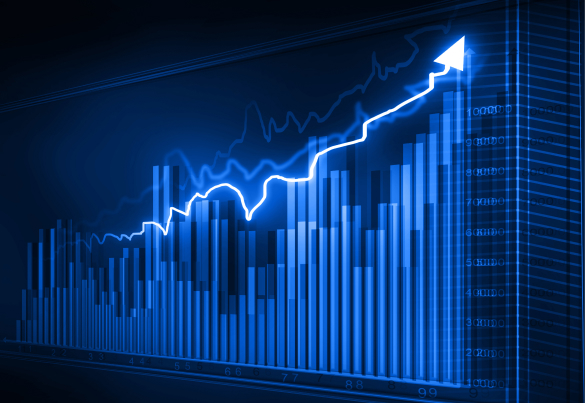  A graph chart displaying an upward arrow.